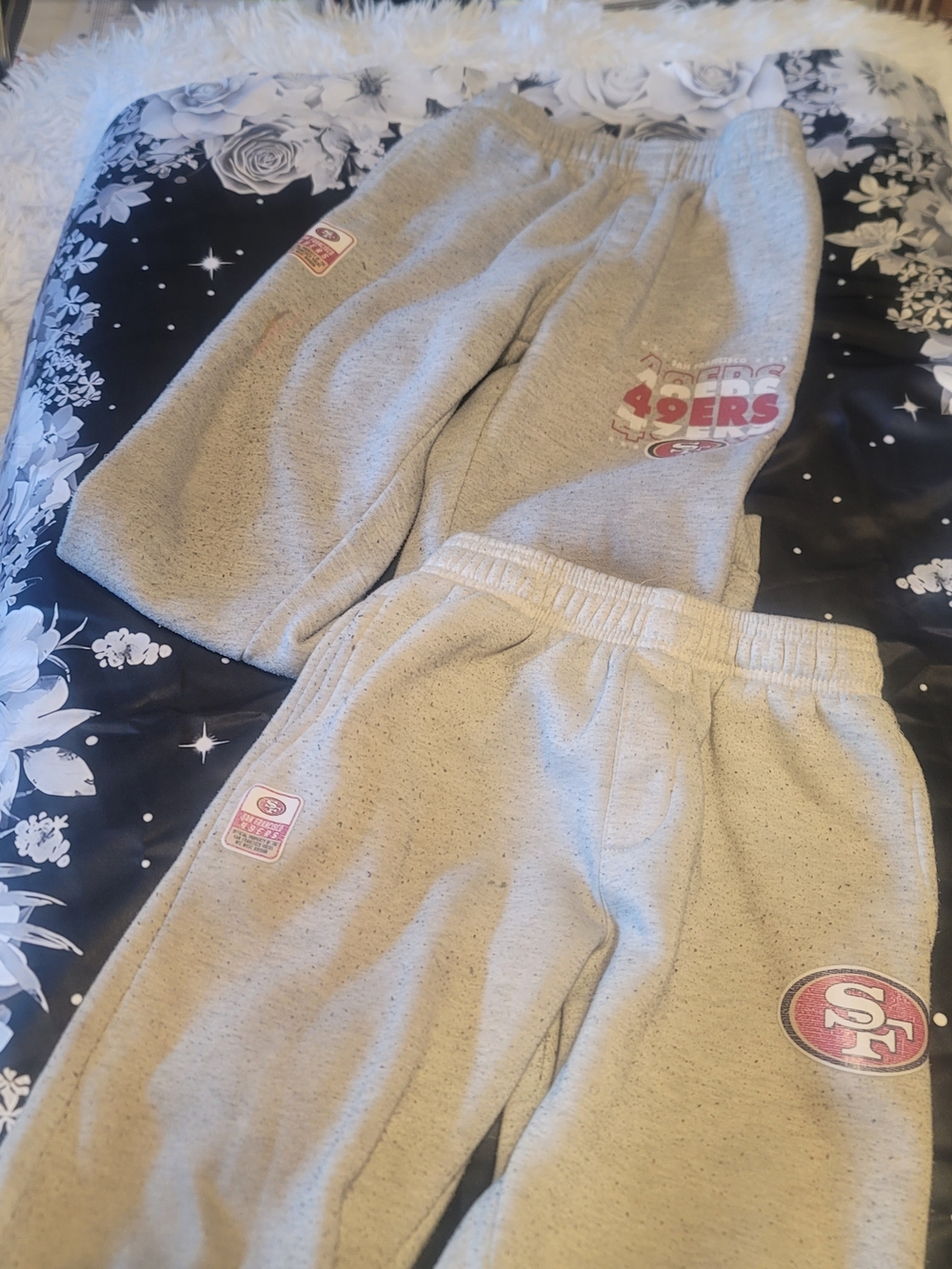 🔥3 For $15 Kids NFL San Francisco 49er Gray Sweatpants Size 8 ‐2 Pair